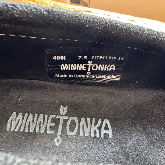 Minnetonka Black Fringe Moccasins - Picture 3 of 10